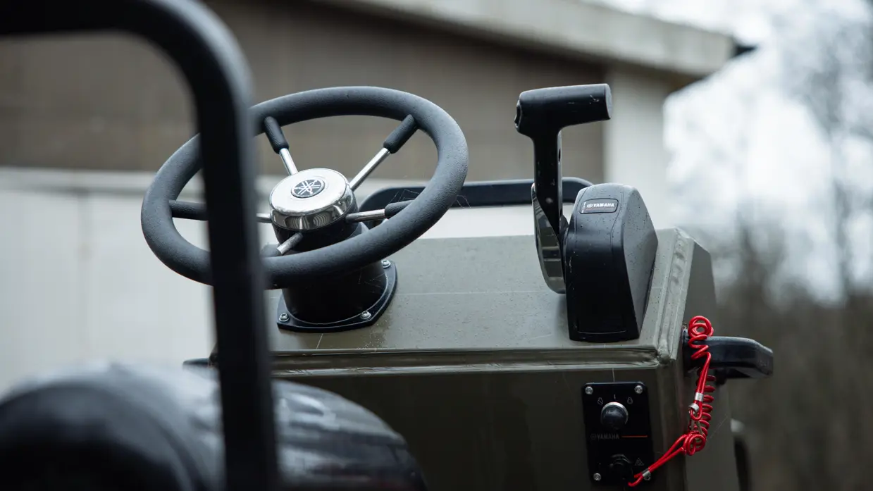 Een detail van de nieuwe jungleboot.