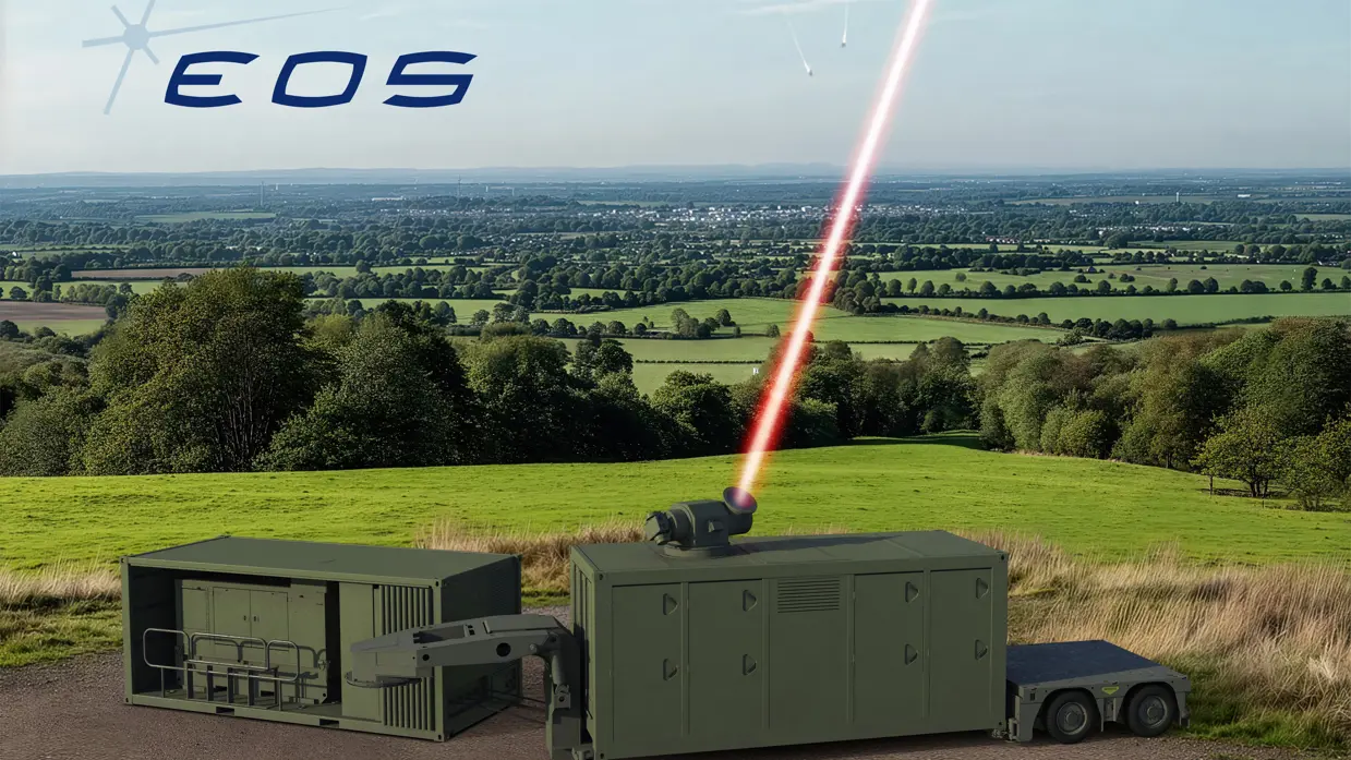 een laserstraal komt uit een groene container 