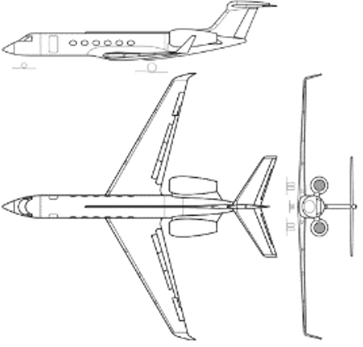 Artist impression van bovenaf de Gulfstream G650ER.