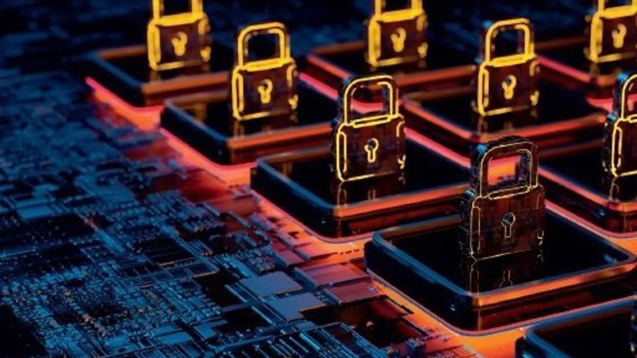 Gestileerde afbeelding van beveiliging in cyberspace.
