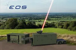 Artist impressie van een laser die wordt afgeschoten.