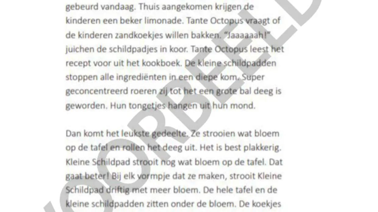 Pagina kinderboekje Thuisfront, met schuin erover de tekst Voorbeeld.