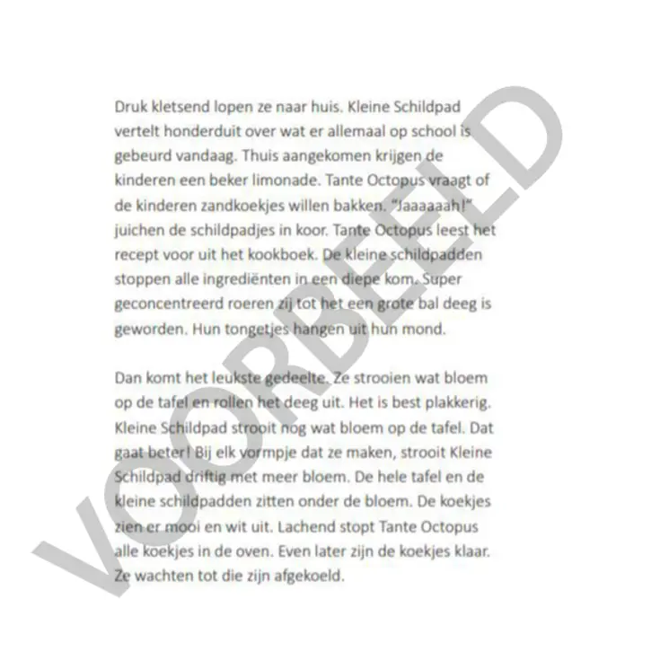 Pagina kinderboekje Thuisfront, met schuin erover de tekst Voorbeeld.