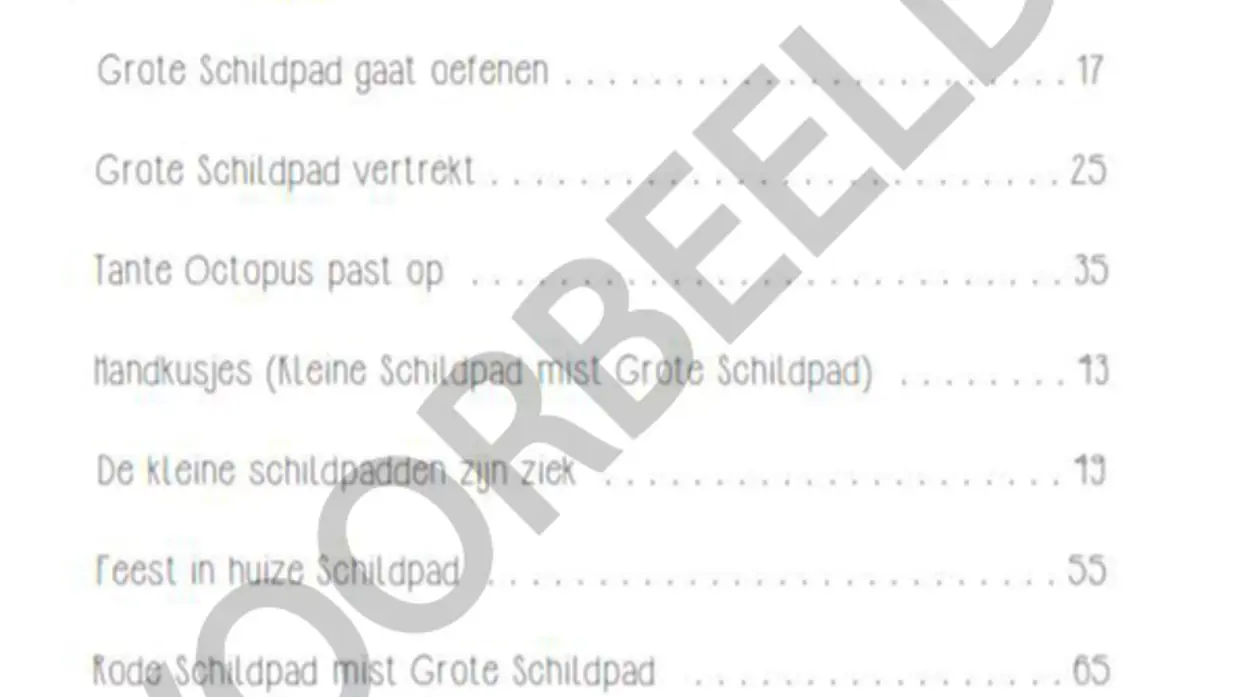Pagina kinderboekje Thuisfront, met tekst Voorbeeld.