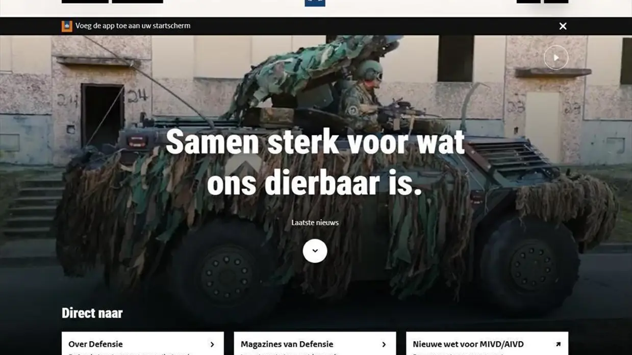een screenshot van de website