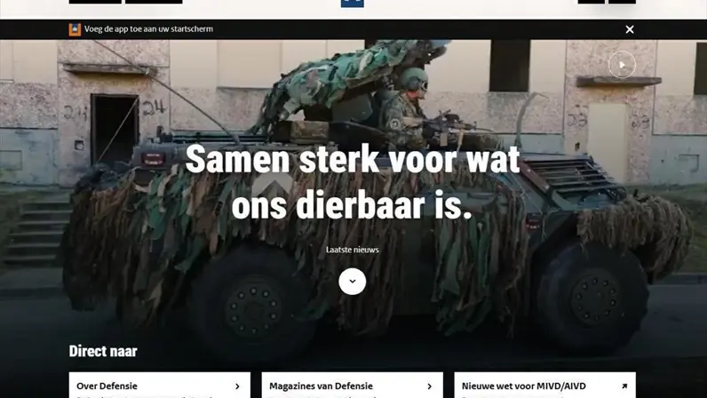een screenshot van de website