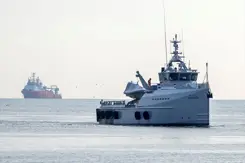 De Zr.Ms. Galatea op volle zee.
