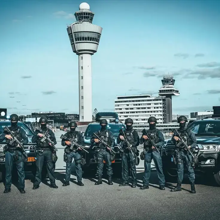 GBB-team poseert op Schiphol