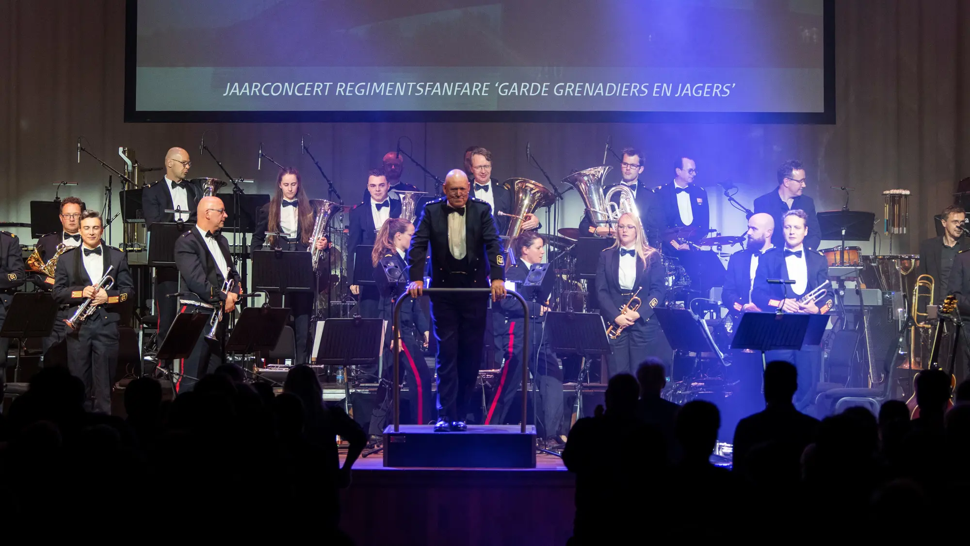 Regimentsfanfare ‘Garde Grenadiers en Jagers’ tijdens concert.