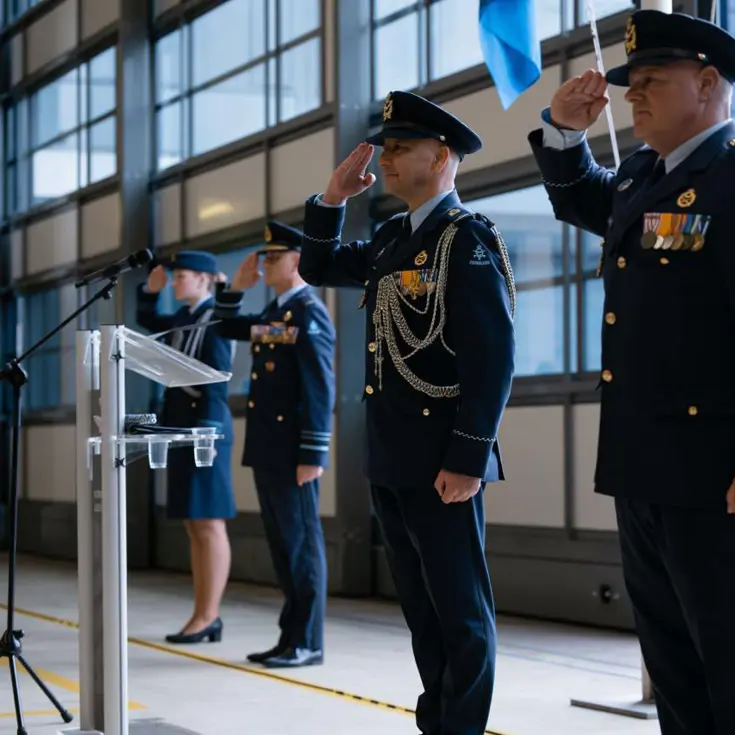 Foto’s van de functieoverdracht Luchtmachtadjudanten op 11 februari bij het Air Support Command op Vliegbasis Woensdrecht. 