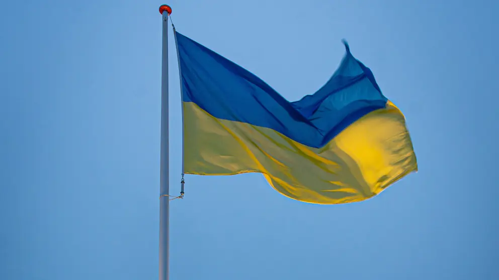 Wapperende Oekraïense vlag.