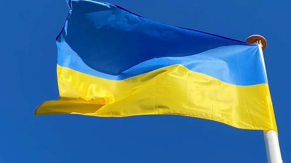 Wapperende vlag van Oekraïne.