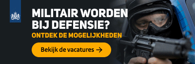 Militair worden bij Defensie? Ontdek de mogelijkheden. Bekijk de vacatures. De banner linkt naar de pagina Koninklijke Marechaussee op werkenbijdefensie.nl.