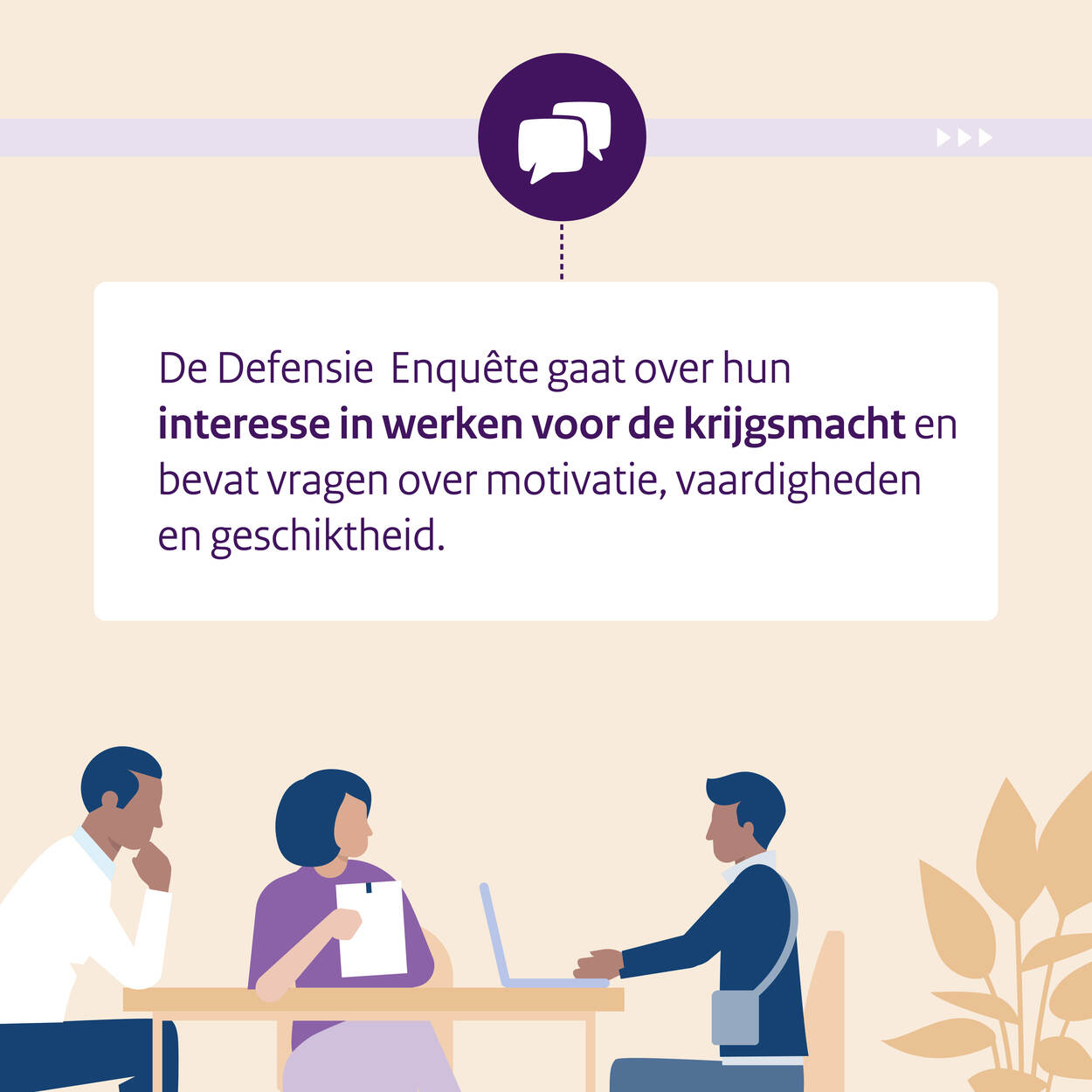 Spraakballonnen, en 3 mensen in gesprek.