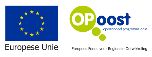 Logo Europese Unie en logo Operationeel programma oost - Europees Fonds voor Regionale Ontwikkeling. Mede gefinancierd in het kader van de respons van de Unie op de COVID-19-pandemie.
