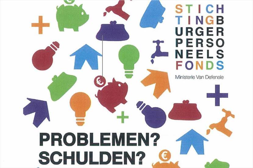 Logo Stichting Burgerpersoneelsfonds. Tekst in logo: Stichting Burgerpersoneelsfonds. Problemen? Schulden?