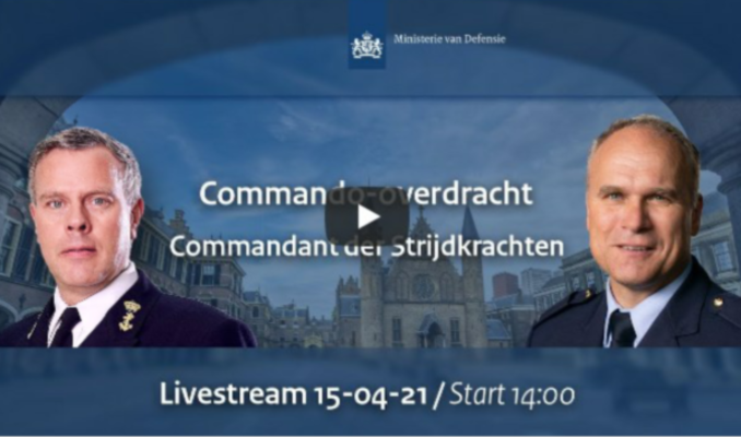 Screenshot van Youtube-aankondiging livestream commando-overdracht CDS.