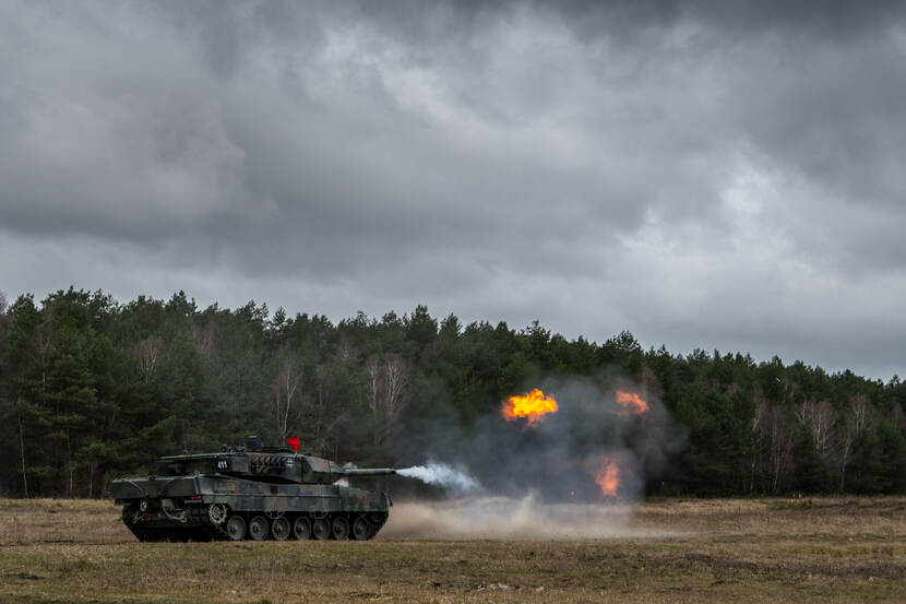 Een Leopard 2 A6-gevechtstank.