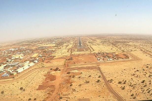 Luchtopname van landschap in Mali.