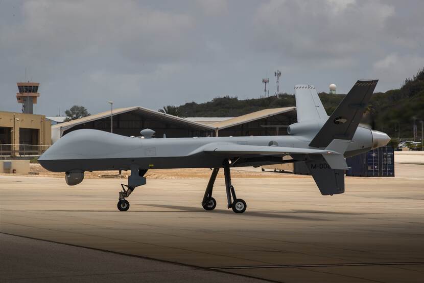 De MQ-9 Reaper op vliegveld in Curacao.