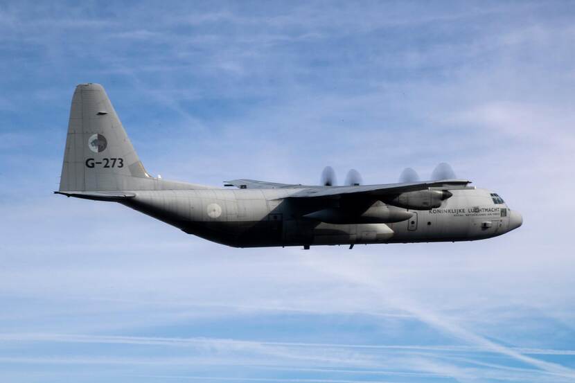 Een C-130 Hercules-transportvliegtuig.