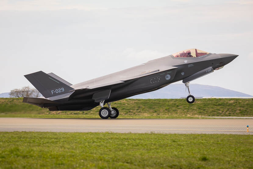 Een F-35-gevechtsvliegtuig.