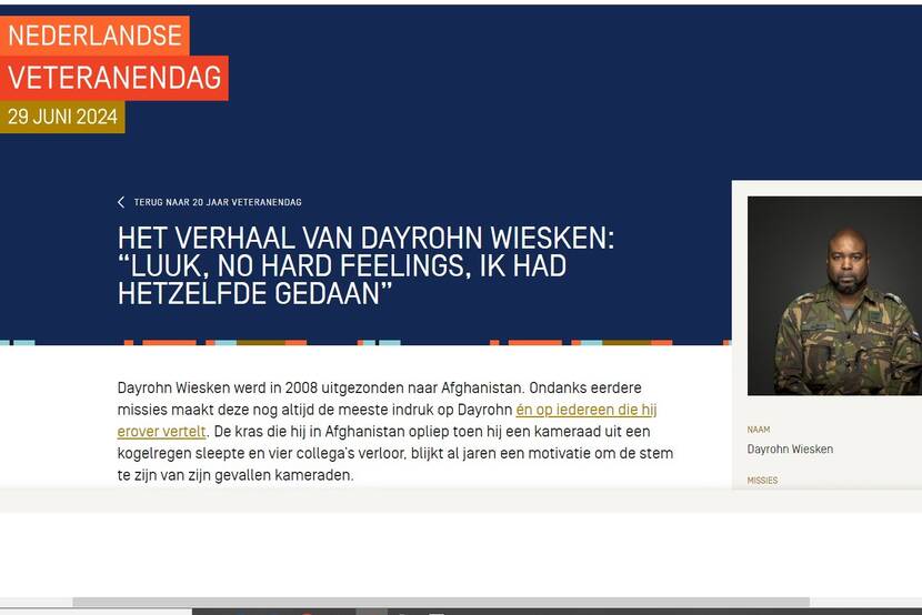 Webpagina over Veteranendag.