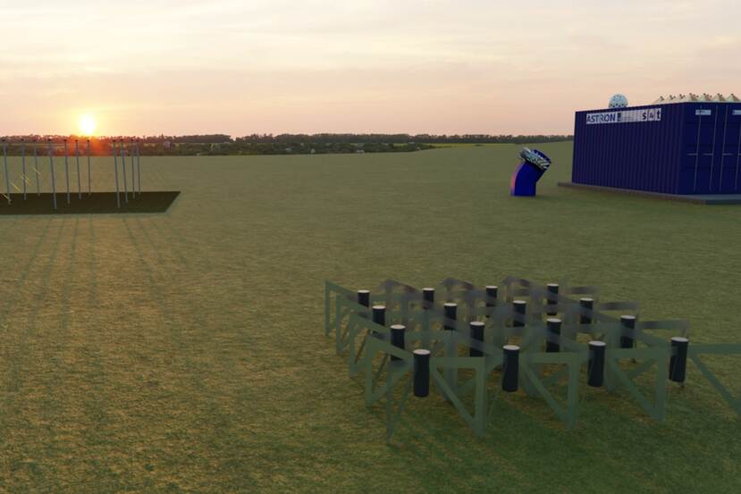Een veld met een instrument dat zongedragingen bepaalt.