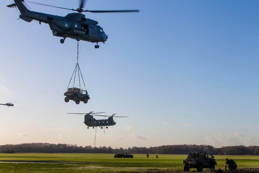 Een Cougar en een Chinook.