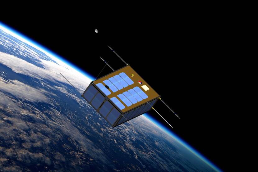 Impressie van een satelliet.