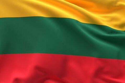 Vlag van Litouwen met de kleuren geel, groen en rood.