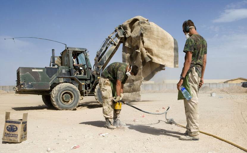 Militairen in Kamp Holland, Afghanistan.