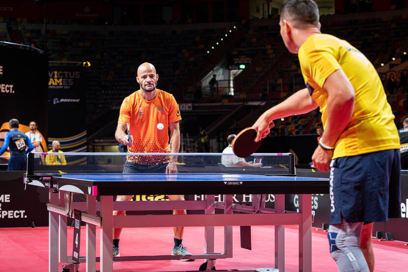 Nederland tegen Oekraïne bij tafeltennis.