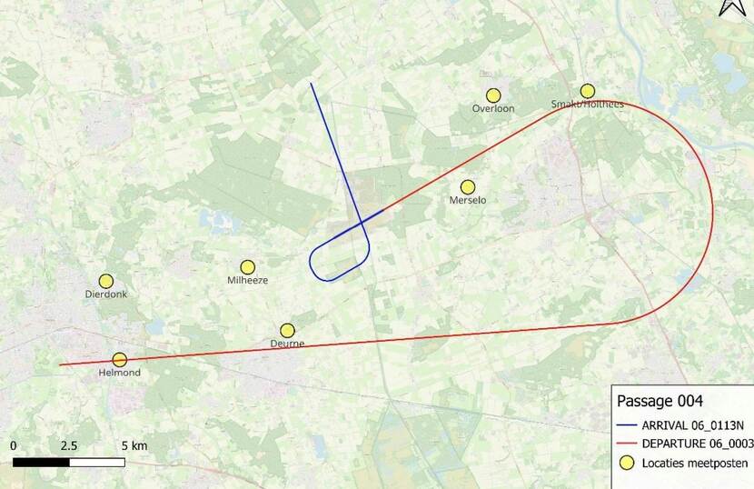 Kaart met route belevingsvlucht F-35 De Peel passage 04.