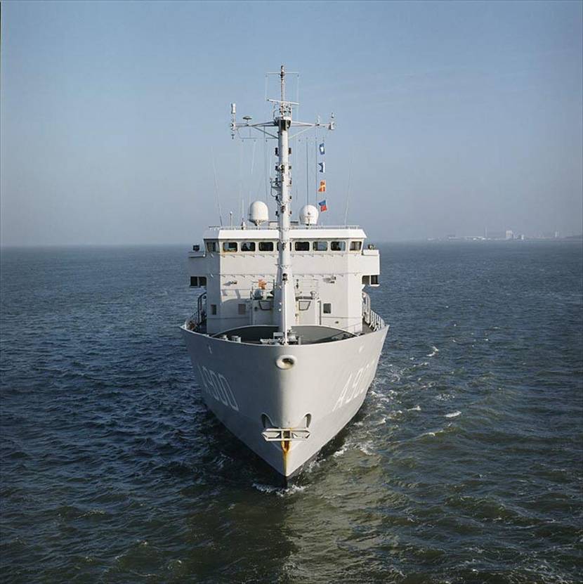 Vooraanzicht torpedowerkschip.