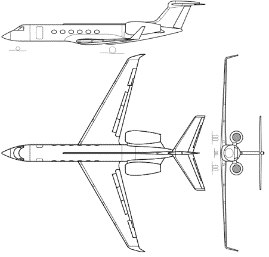Artist impression van bovenaf de Gulfstream G650ER.