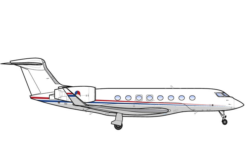 Artist impression van het zijaanzicht van de Gulfstream G650ER.