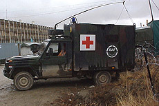 Transporte de lesões laterais Mercedes-Benz 290GD.