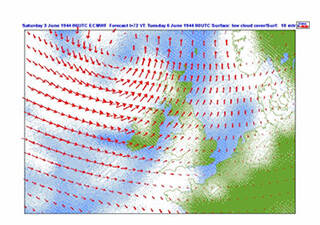 Weerkaart 6 juni 1944 met windrichtingen.