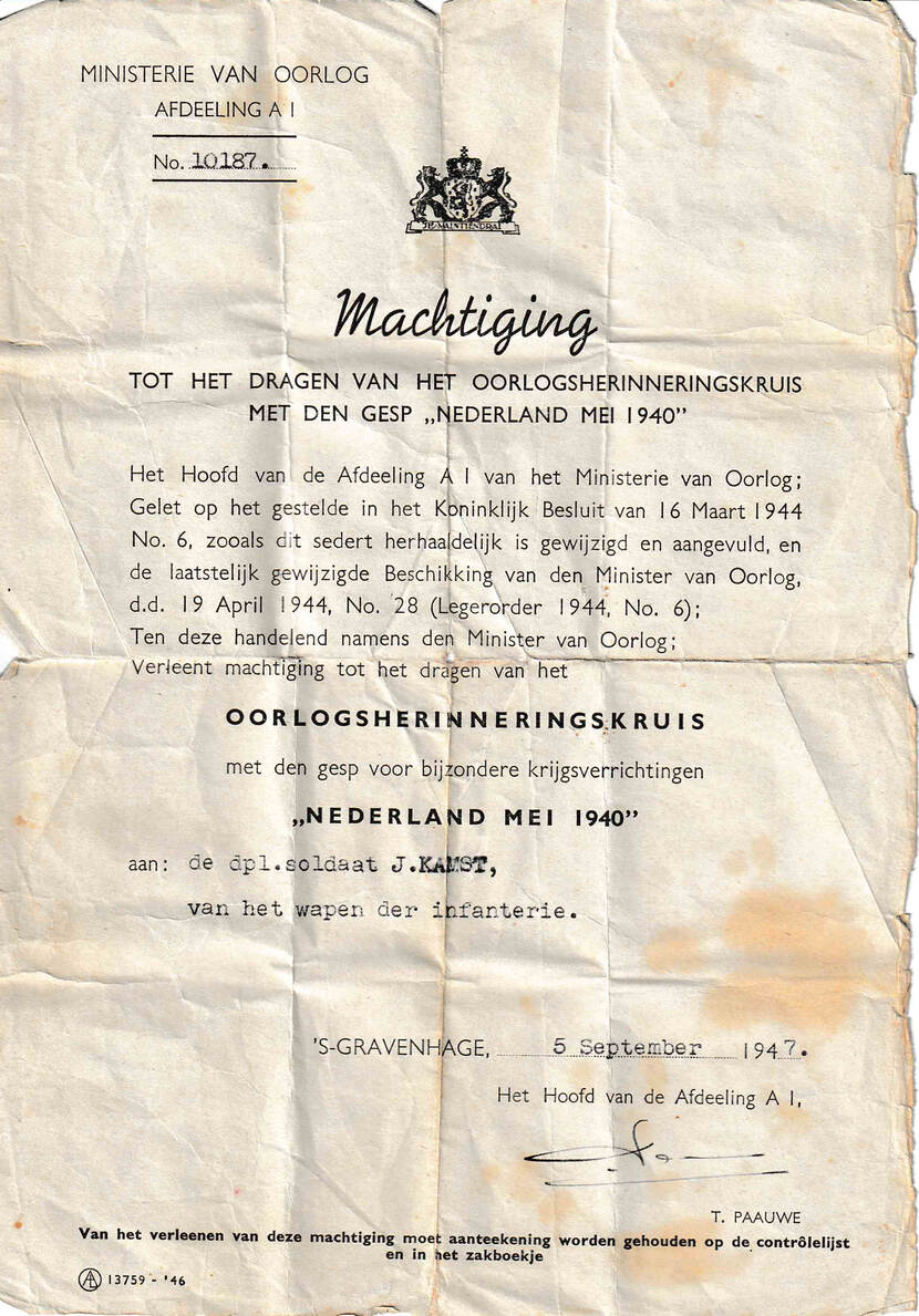 Brief voor onderscheiding.