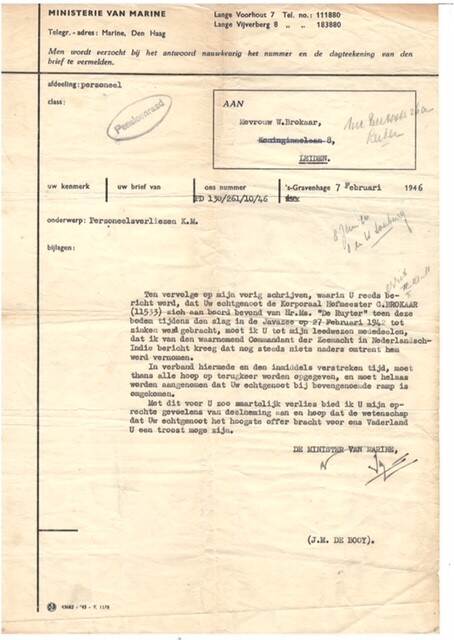 Overlijdensbericht marine korporaal.