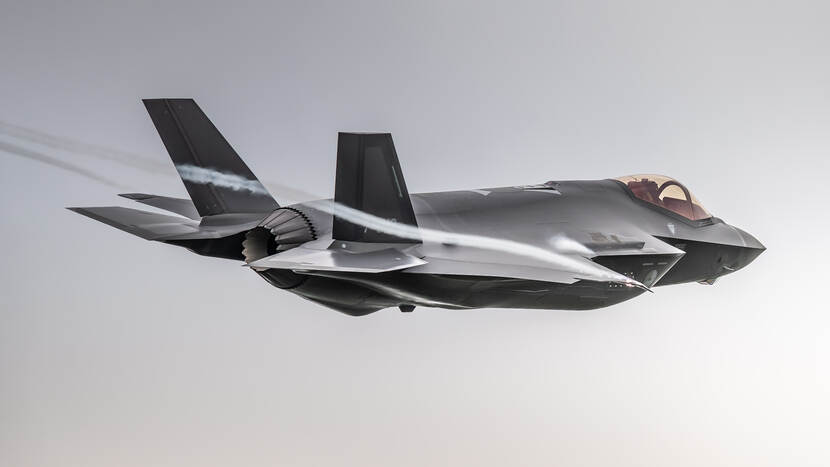 De F-35 in de lucht.