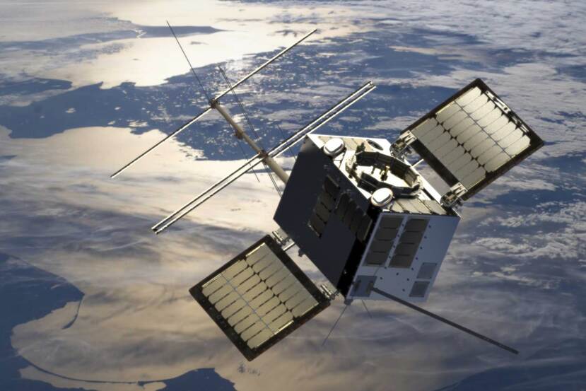 Noorse satelliet in de ruimte.