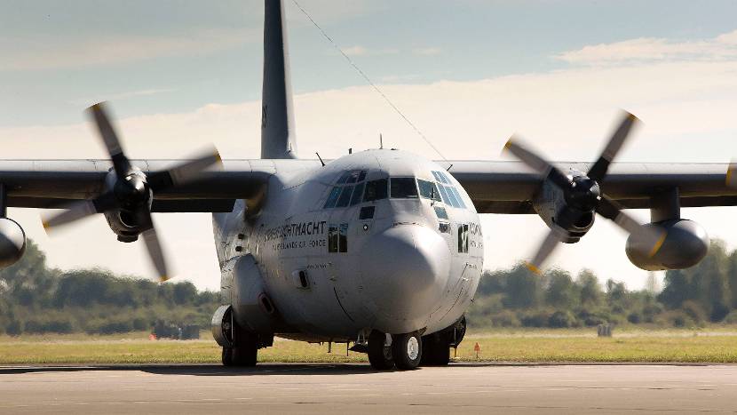 C-130 Hercules-transportvliegtuig.