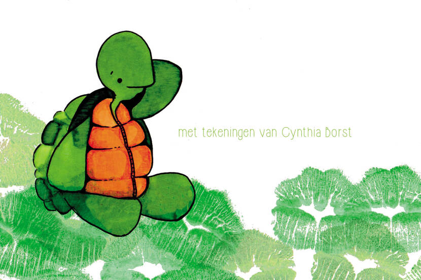Deel cover kinderboekje. Tekst: Met tekeningen van Cynthia Borst. Linkt naar pagina over kinderboekje.