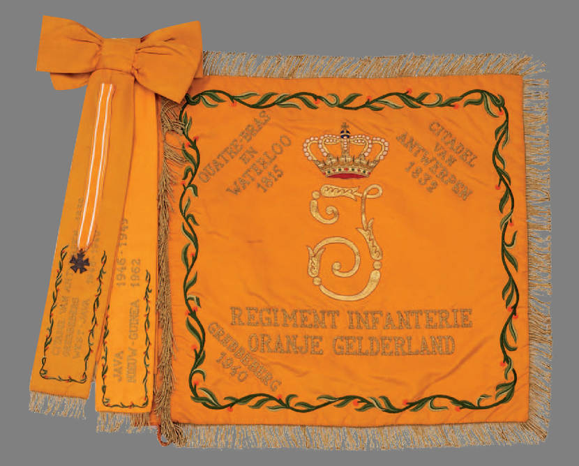 Het vaandel van het Regiment Infanterie Oranje Gelderland.
