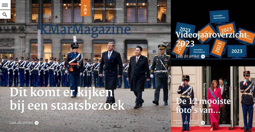 De 3 artikelen die op de voorpagina staan: het staatsbezoek, het videojaaroverzicht en de 12 mooiste foto's.